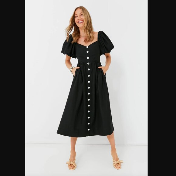 Tuckernuck Pomander Place Black Alexis Midi Dress - M - Picture 1 of 7